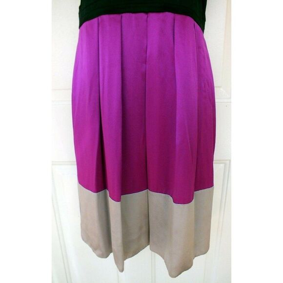 Gianni Bini Colorblock Cocktail Pleated Strapless Silk Dress 2 - Picture 5 of 6